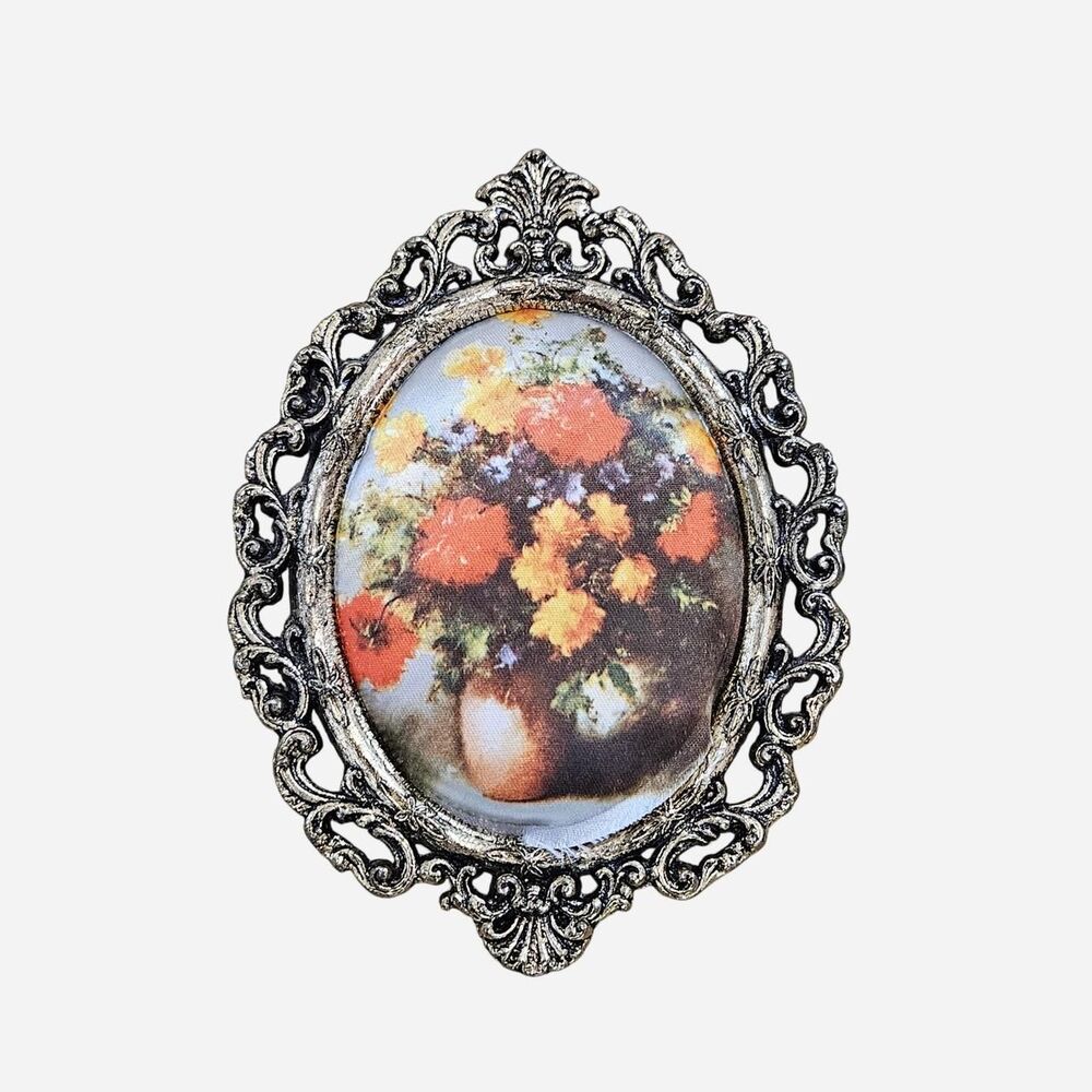 vintage cottagecore whimsigoth framed fabric flowers